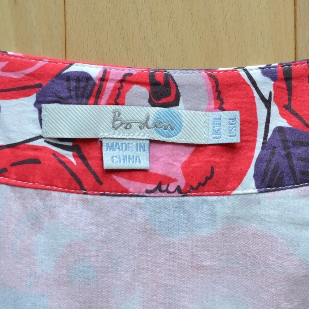Boden Roses Sleeveless Midi Dress A-Line Size 6L
